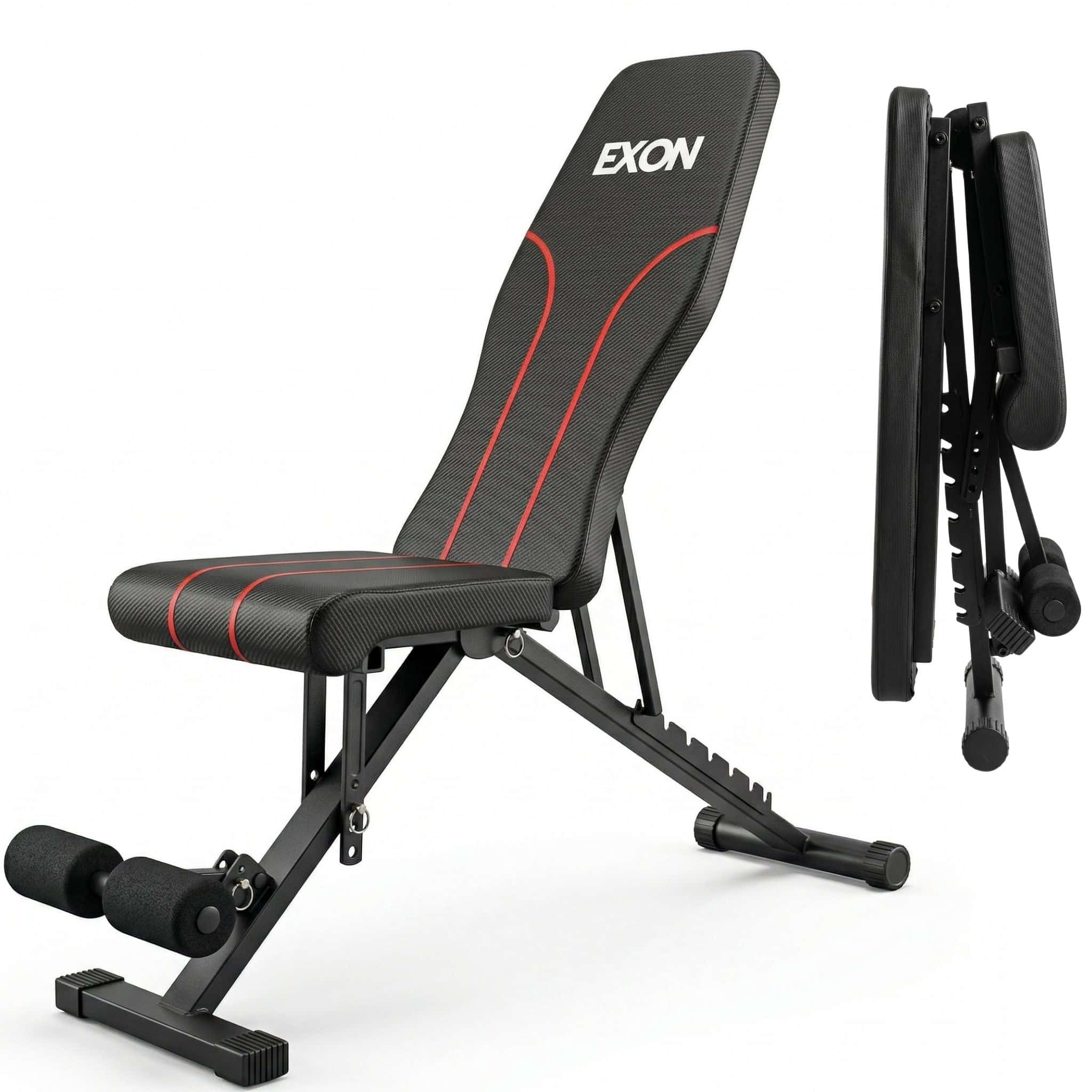 Exon® Pro Hantelbank - Verstellbar & klappbar - Belastbar bis 300 kg