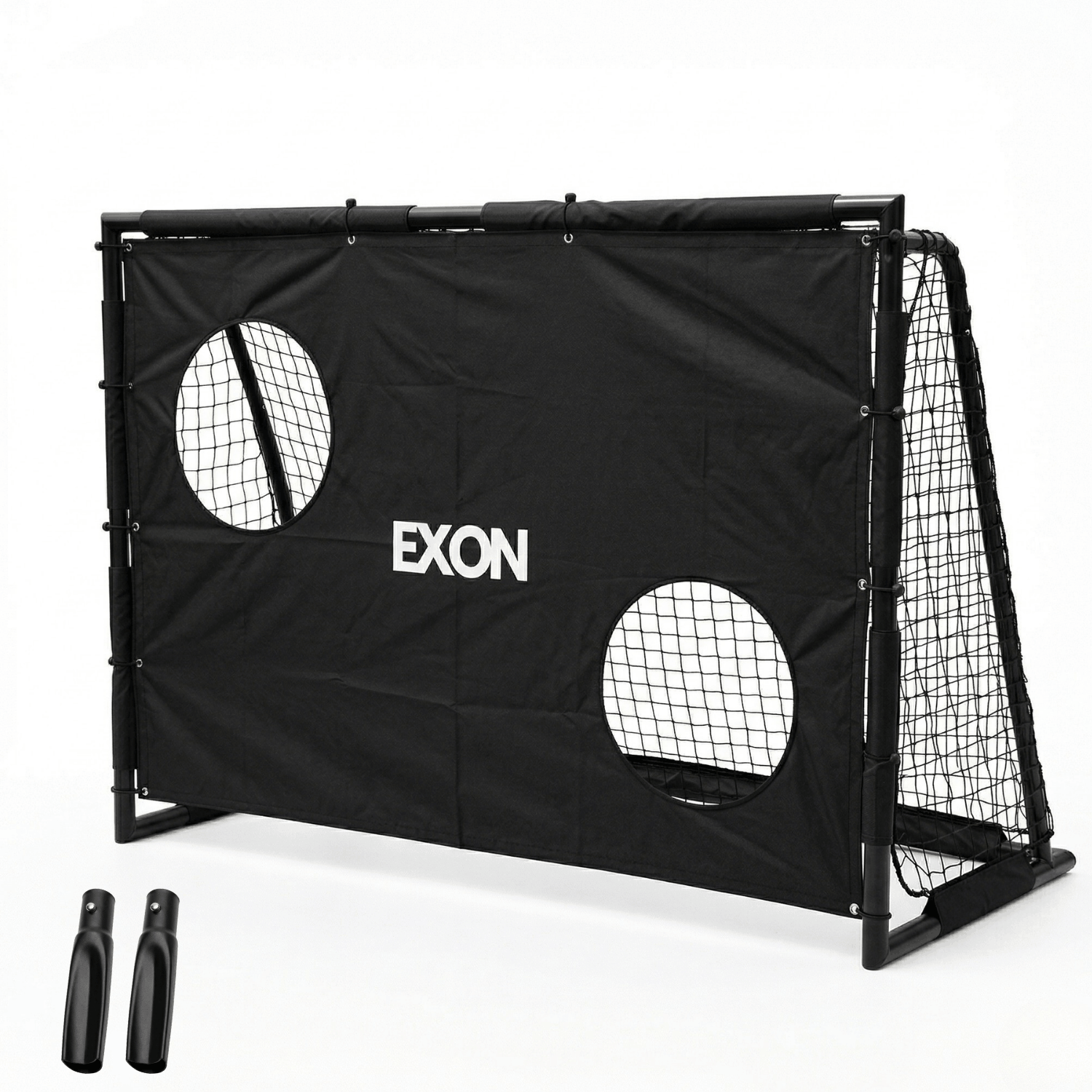 Exon® Fußballtor mit Torwand – 180x120 CM – Stahlrahmen – Schwarz