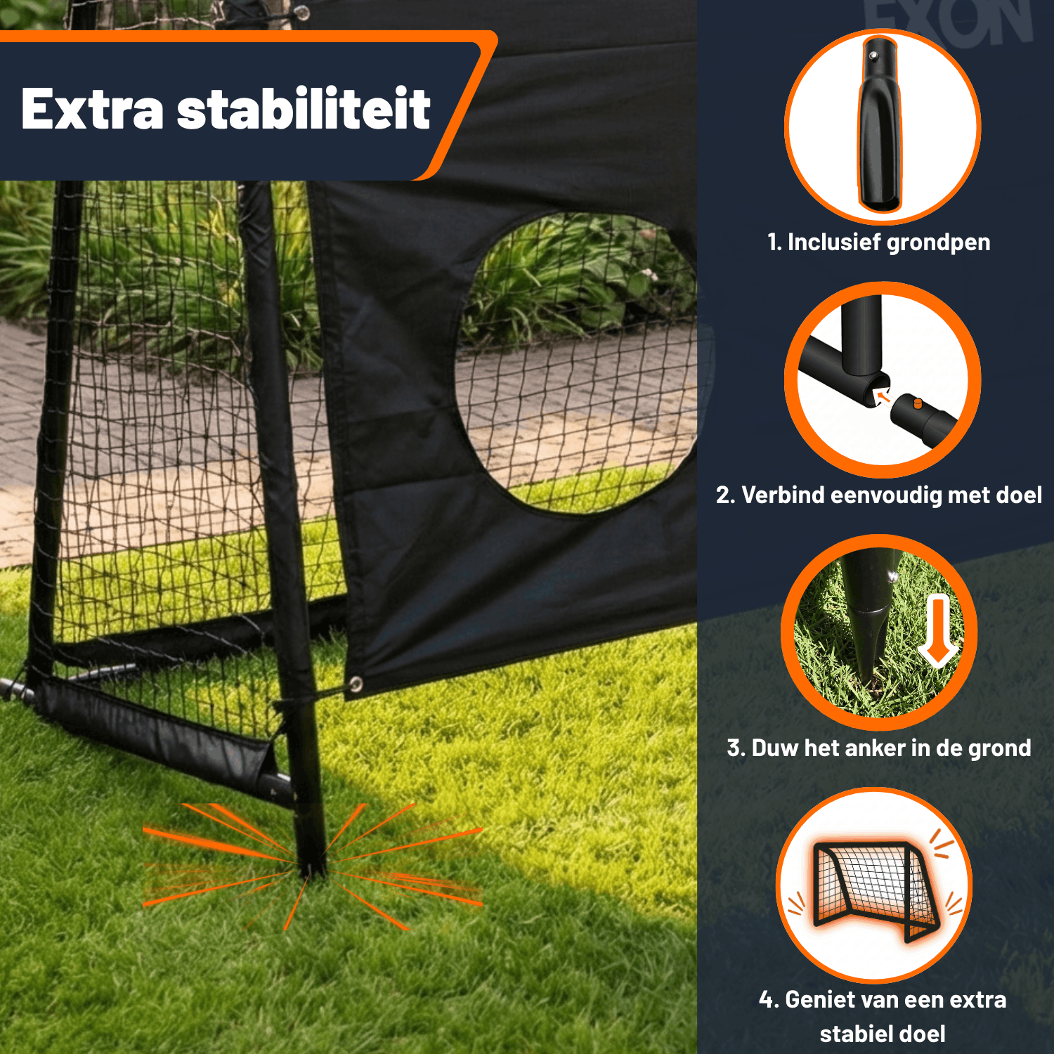Exon® Fußballtor mit Torwand – 180x120 CM – Stahlrahmen – Schwarz
