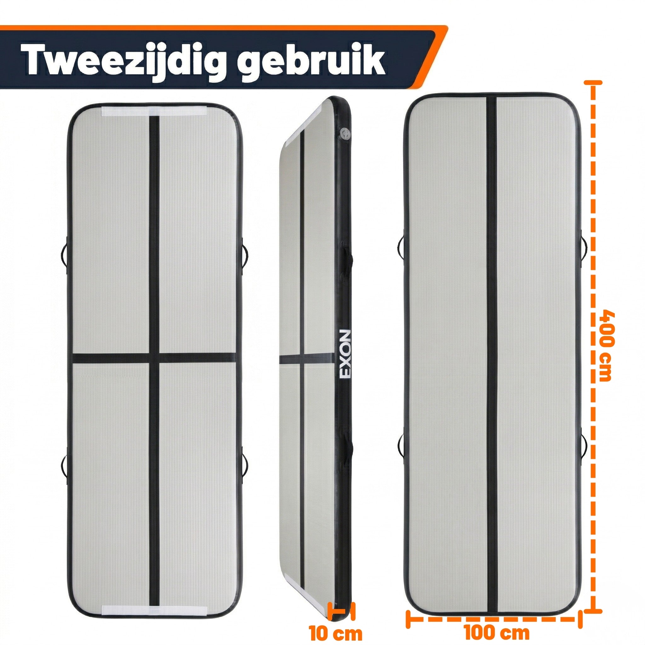 Exon® AirTrack Pro - 400 x 100 x 10 cm - Incl. Elektrische Pomp