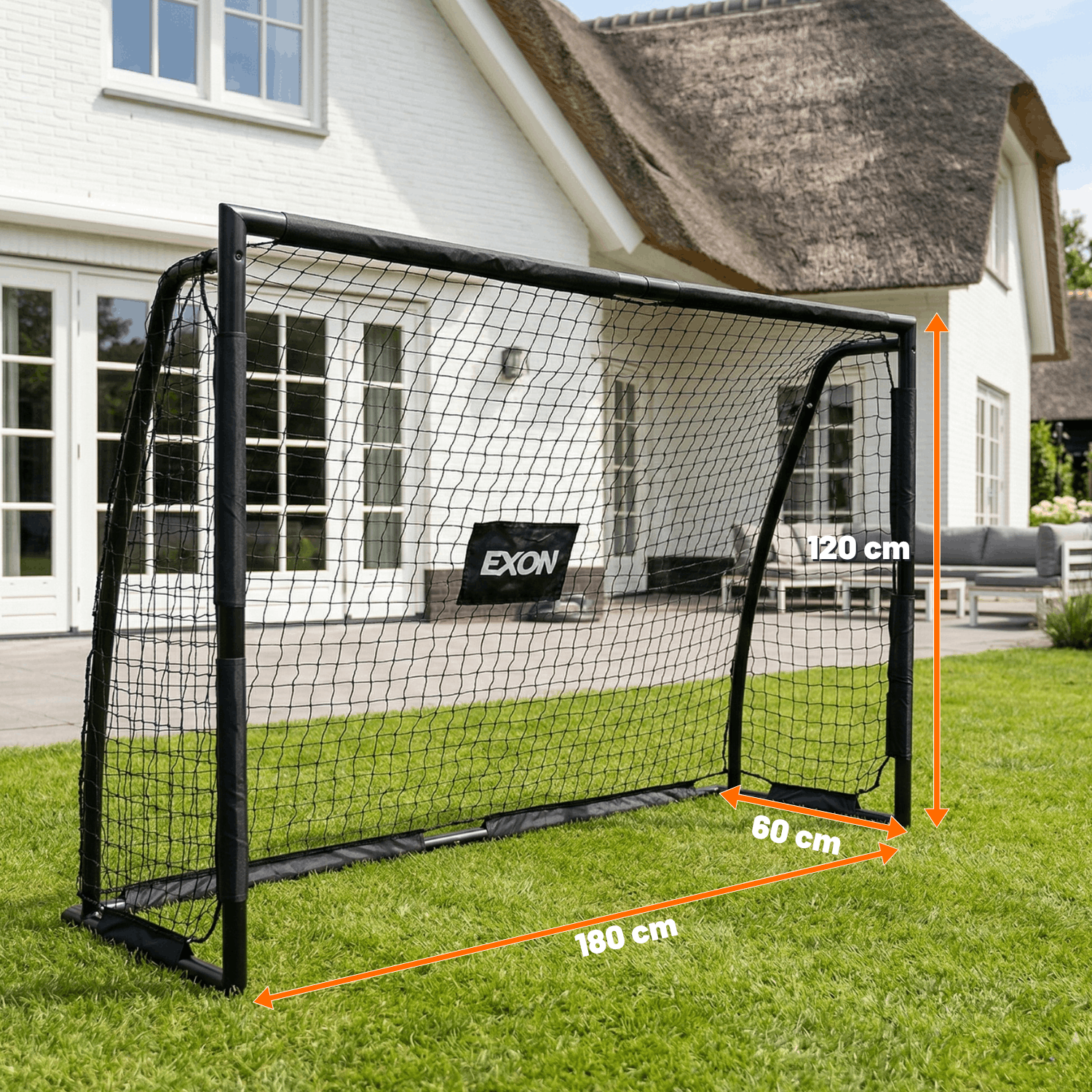 Exon® Fußballtor mit Torwand – 180x120 CM – Stahlrahmen – Schwarz