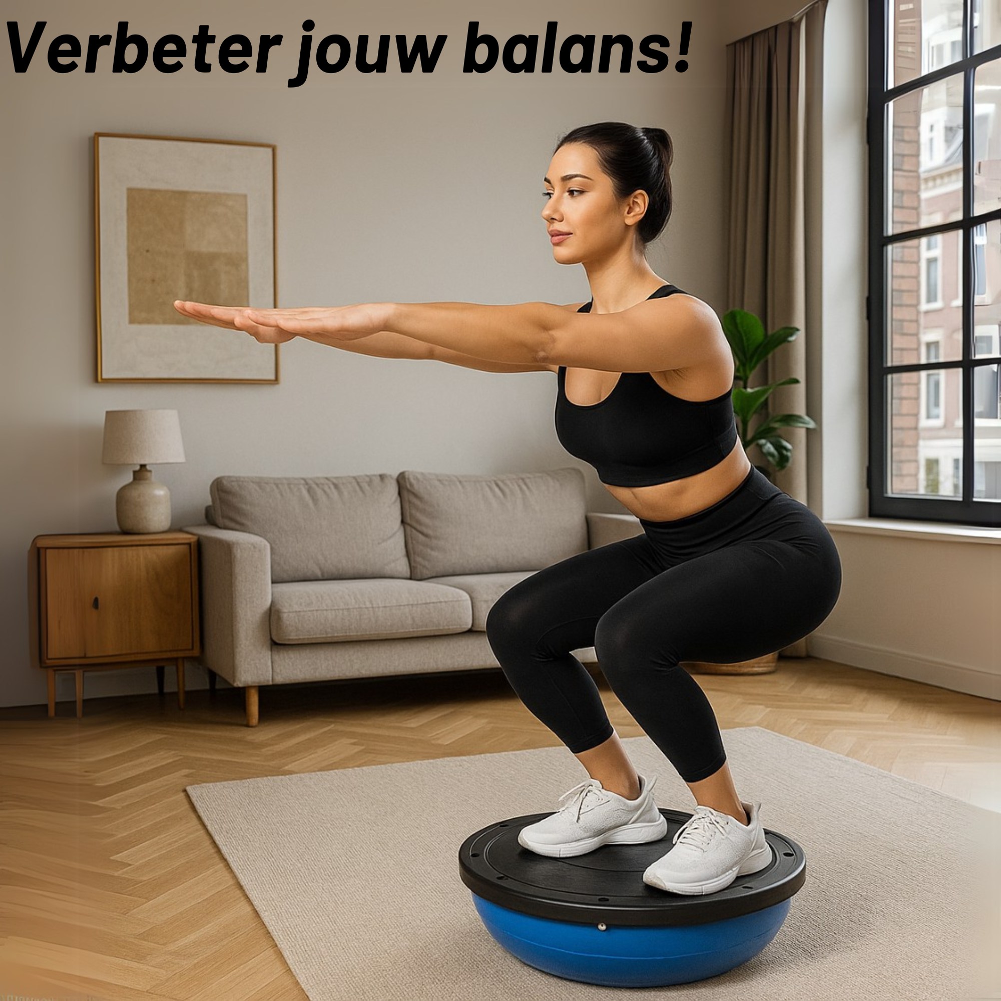 Exon® Balance Board Pro - Balancetrainer - Ø 60 cm - Blau - Inklusive Widerstandsbändern & Pumpe